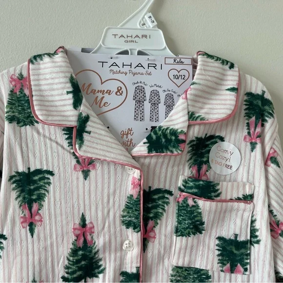 Tahari Christmas Tree Bow Pointelle Mama & Me Kids Toddler Pajama Set NWT Viral - Picture 6 of 9